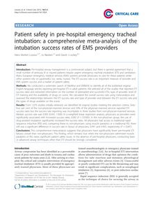 Patient safety in pre-hospital emergency tracheal intubation: a comprehensive meta-analysis of the intubation success rates of EMS providers