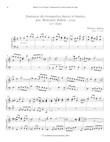 Partition , Fantaisie des trompettes basses et hautes – 1709 (1er Ton), Six Pièces d’Orgue extraites du Livre d’Orgue d ’après le Manuscrit du Conservatoire de Liège