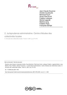 Jurisprudence administrative. Centre d études des collectivités locales - article ; n°1 ; vol.21, pg 271-479