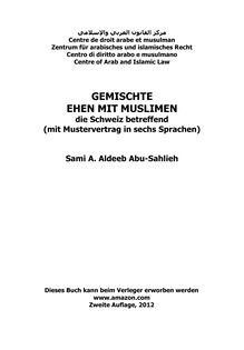 Gemischte Ehen mit Muslimen: die Schweiz betreffend (mit Mustervertrag in sechs Sprachen)