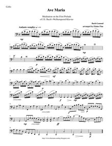 Partition de violoncelle, Ave Maria, Méditation sur le Premier Prélude de Piano de S. Bach (original title)