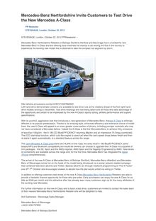 Mercedes-Benz Hertfordshire Invite Customers to Test Drive the New Mercedes A-Class