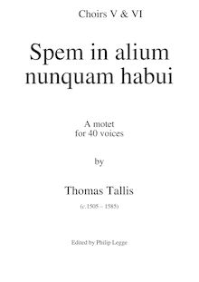 Partition chœurs 5 & 6 choirbook, original pitch, Spem en alium nunquam habui