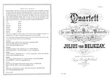 Partition parties complètes, corde quatuor, G minor, Beliczay, Gyula
