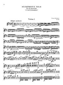 Partition violons I, Symphony No.8, Unvollendete (Unfinished), B minor