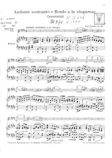 Partition flûte et partition de piano, Andante sostenuto e Rondo a la zingarese, Op.23