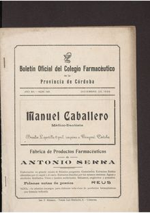 Boletín Oficial del Colegio Farmacéutico de la Provincia de Córdoba, n. 146 (1935)