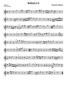 Partition ténor viole de gambe 1, octave aigu clef, Pavan et Galliard pour 6 violes de gambe par Orlando Gibbons