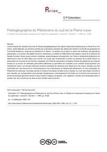 Paléogéographie du Pléistocène du sud de la Plaine russe - article ; n°1 ; vol.6, pg 75-86