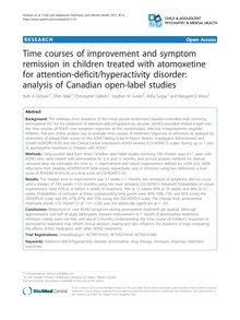 Time courses of improvement and symptom remission in children treated with atomoxetine for attention-deficit/hyperactivity disorder: analysis of Canadian open-label studies