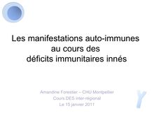 Les manifestations auto-immunes au cours des déficits immunitaires  innées