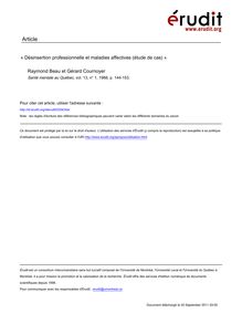 Désinsertion professionnelle et maladies affectives (étude de cas)