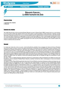 Fiche de révision BAC Français - Résumé : La bête humaine de Zola