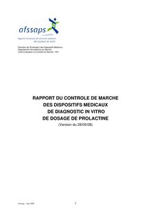Contrôle de marché des dispositifs médicaux de diagnostic in vitro de dosage de prolactine