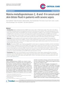 Matrix-metalloproteinase-2, -8 and -9 in serum and skin blister fluid in patients with severe sepsis