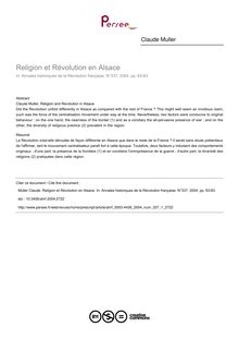 Religion et Révolution en Alsace - article ; n°1 ; vol.337, pg 63-83