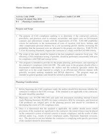 Activity Code 19408, Compliance Audit CAS 408, Version 5.8, dated May  2010