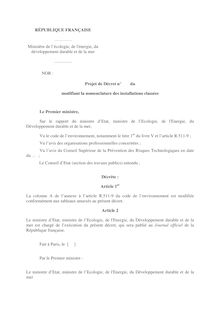 Projet de texte - RÉPUBLIQUE FRANÇAISE Ministère de l écologie, de ...
