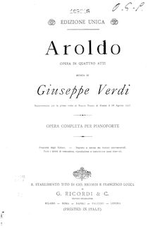 Partition complète, Aroldo, Verdi, Giuseppe