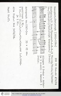 Partition complète et parties, Sinfonia en D major, GWV 532
