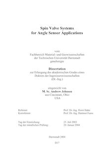 Spin valve systems for angle sensor applications [Elektronische Ressource] / eingereicht von Andrew Johnson