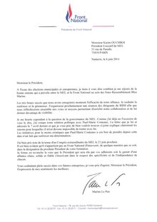 Lettres de Marine Le Pen au SIEL