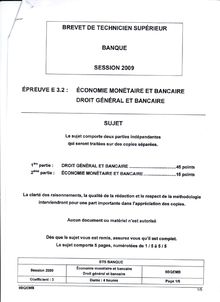 Btsbanq economie monetaire et bancaire droit general et bancaire 2009