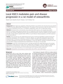 Local ASIC3 modulates pain and disease progression in a rat model of osteoarthritis