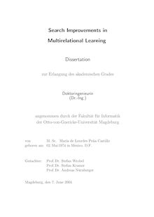 Search improvements in multirelational learning [Elektronische Ressource] / von Maria de Lourdes Peña Castillo