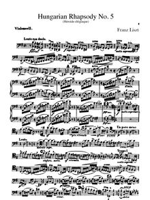 Partition violoncelles, Hungarian Rhapsody No.5, Héroïde-élégiaque
