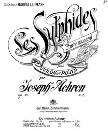 Partition violon et partition de piano, Les Sylphides, Op.18, Achron, Joseph