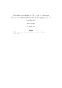 Méthodes numériques ROCK4 pour la résolution d équations différentielles et étude de l algèbre pré Lie