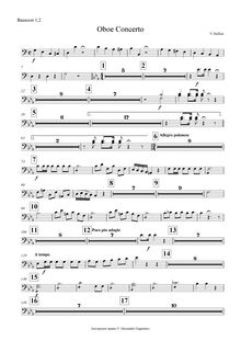 Partition basson 1, 2, Concerto per hautbois, E♭, Bellini, Vincenzo