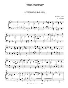 Partition 10, Ecce tempus idoneum, pour Mulliner Book, Keyboard: organ or harpsichord