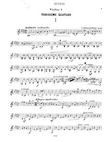 Partition violon 2, corde quatuor No.3, Tchaikovsky, Pyotr par Pyotr Tchaikovsky