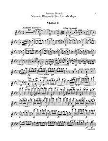 Partition violons I, Slavonic Rhapsodies, Slovanské rapsodie, Dvořák, Antonín par Antonín Dvořák