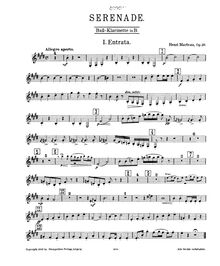 Partition basse clarinette, Serenade (Nonet) pour vents, Op.20, Marteau, Henri
