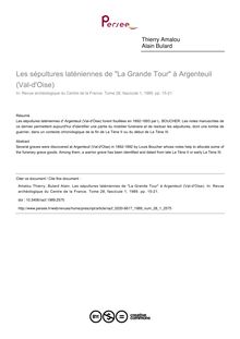 Les sépultures laténiennes de La Grande Tour à Argenteuil (Val-d Oise) - article ; n°1 ; vol.28, pg 15-21