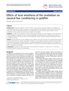 Effects of local anesthesia of the cerebellum on classical fear conditioning in goldfish