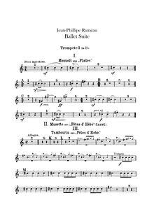 Partition trompette 1, 2 (en B♭), Rameau Ballet , Mottl, Felix