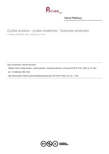Cycles anciens - cycles modernes : l exemple américain - article ; n°1 ; vol.45, pg 411-442