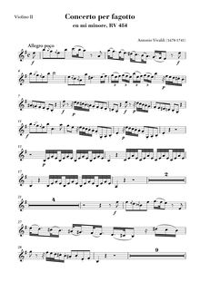 Partition violon II, basson Concerto en E minor, Vivaldi, Antonio