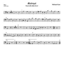 Partition viole de basse, madrigaux, East, Michael