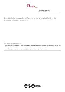 Les Wallisiens à Wallis et Futuna et en Nouvelle-Calédonie - article ; n°1 ; vol.37, pg 167-175