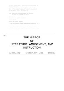 The Mirror of Literature, Amusement, and Instruction - Volume 20, No. 557, July 14, 1832