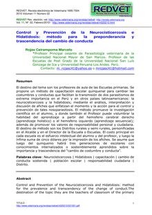 Control y Prevención de la Neurocisticercosis e Hidatidosis: método para la preponderancia y trascendencia del cambio de conducta