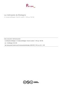 La métropole de Bretagne - article ; n°1 ; vol.33, pg 155-169