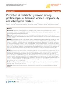Prediction of metabolic syndrome among postmenopausal Ghanaian women using obesity and atherogenic markers