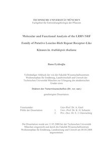 Molecular and functional analysis of the LRRV-SRF family of putative leucine-rich repeat receptor-like kinases in Arabidopsis thaliana [Elektronische Ressource] / Banu Eyüboğlu