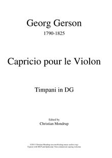 Partition timbales (D-G), Capriccio pour violon et orchestre, Capricio pour le Violon